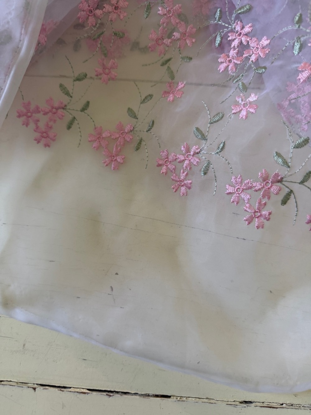 Sheer Embroidered Floral Organza Fabric yardage - Picture 6 of 6